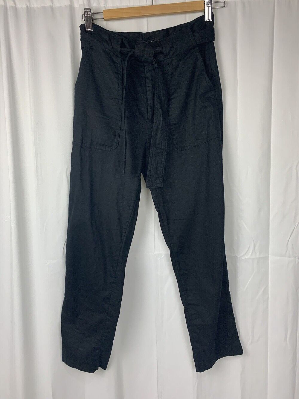 Banana Republic Women’s Linen Cotton Straight Leg High Waist Pants Belt Tie 2P